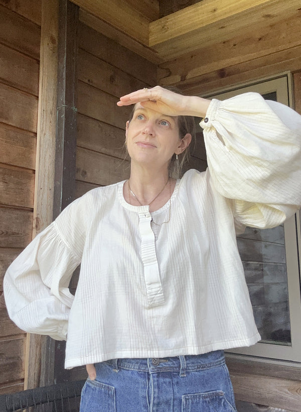 Lilith Shirt, ivory plaid