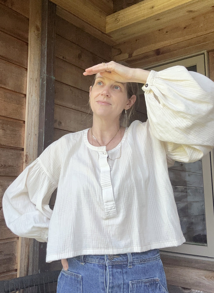 Lilith Shirt, ivory plaid