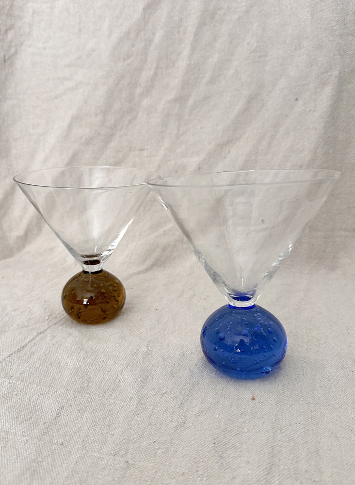 vintage martini glasses, cobalt + sepia