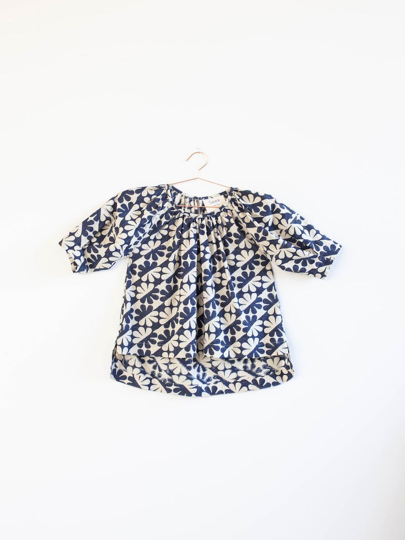 Tanya Top, navy dahlia print